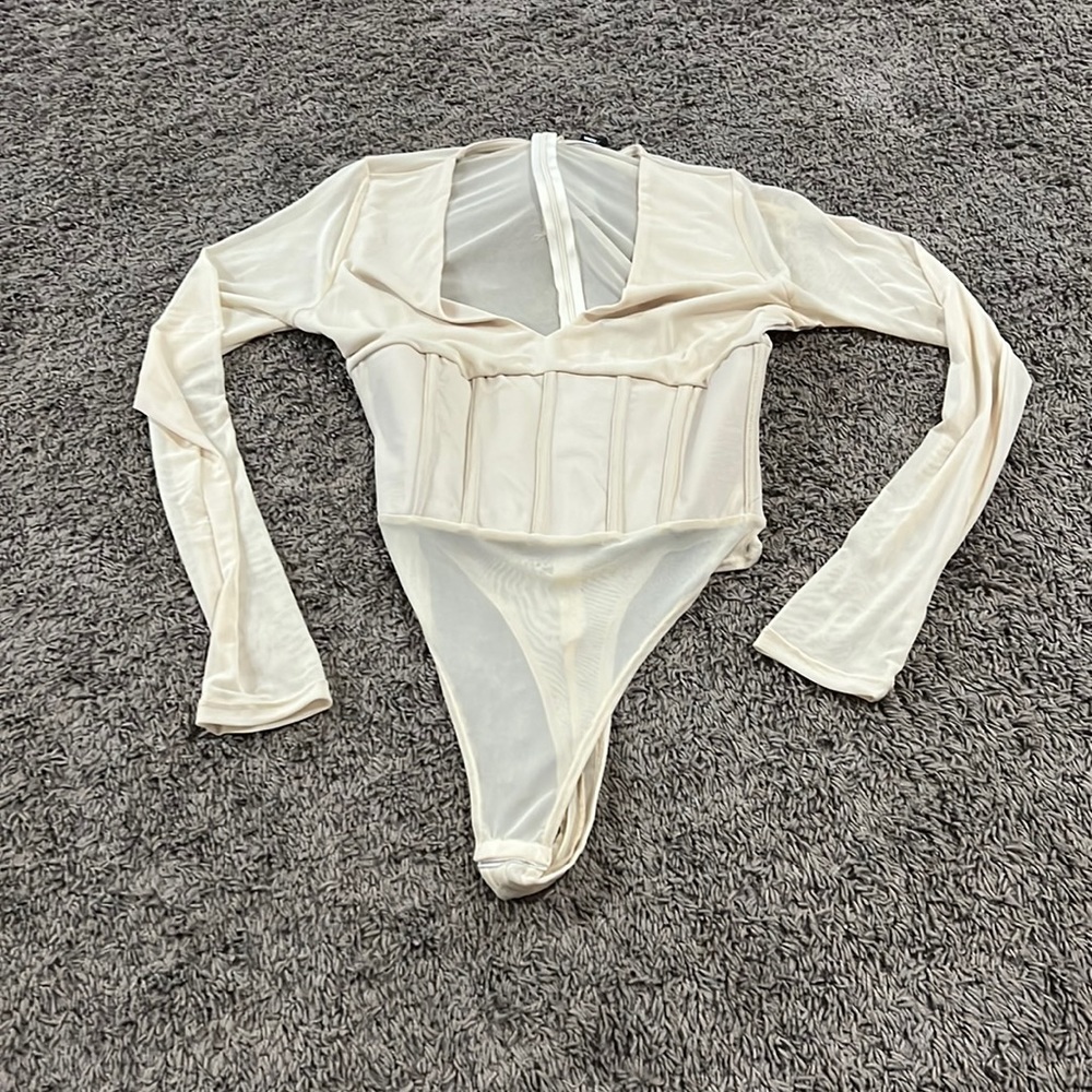 Fashion nova how are you true bodysuit nude size large